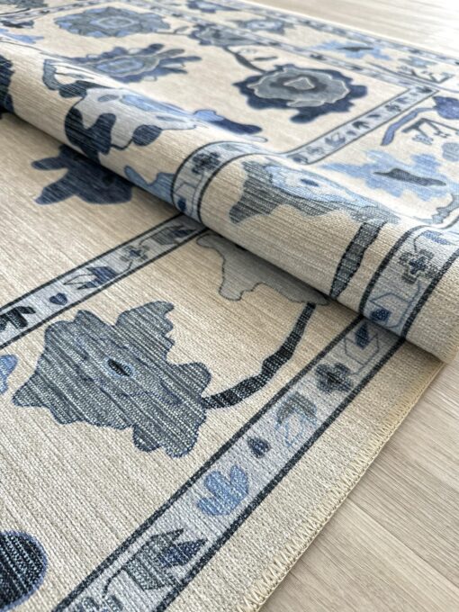 Navy Blue Oushak Rug, Modern, Vintage, Turkish, Eclectic, Floral, Pastel, Washable, Area Rugs for Living Room, Dining, Bedroom, Nursery, Girls, Boys, 5'9"x8'9" - Image 5