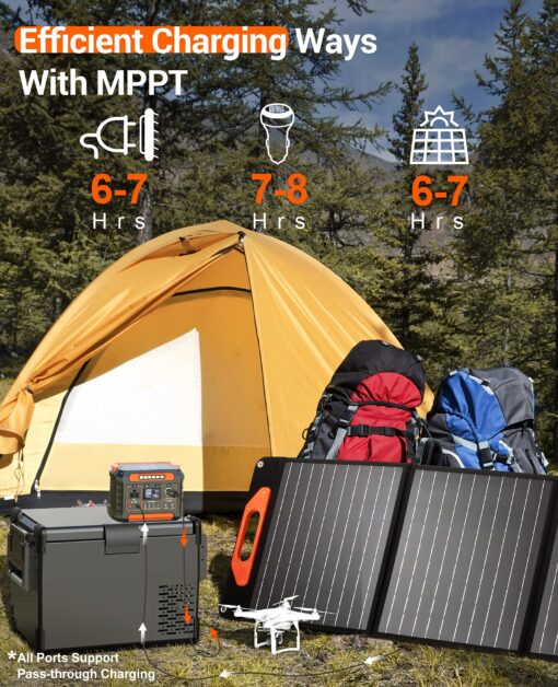 PROGENY 300W Portable Power Station, 299Wh/80818mAh Solar Generator, Regulated DC Output Backup Battery with Pass-Through Charging AC Outlet, Pure Sine Wave, LED Light Power Station for CPAP Camping - Image 4