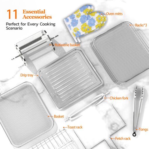 Air Fryer Oven Large 20 QT, 10-in-1 Air Fryer Toaster Combo with Window for Family, Airfryer Oven with Rotisserie Racks & Cookbook, ETL Certified - Image 5