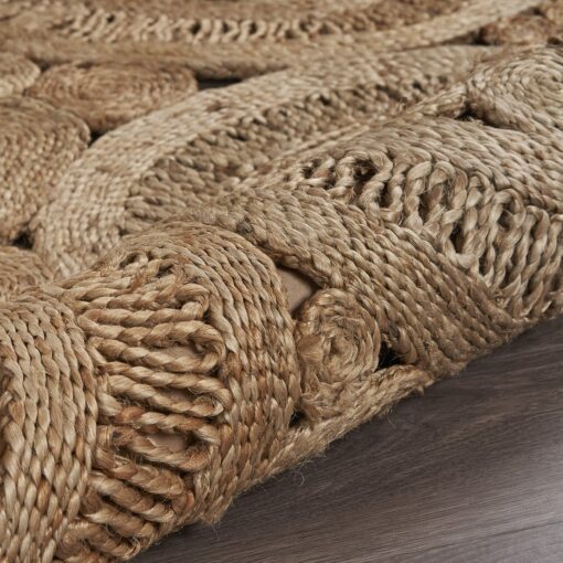 LR Home Natural Jute Round Area Rug for Home Decor - Braided Rugs for Living Room, Bedroom, Playroom - Bohemian Farmhouse Scalloped Indoor Rug - Large - Natural - Image 4