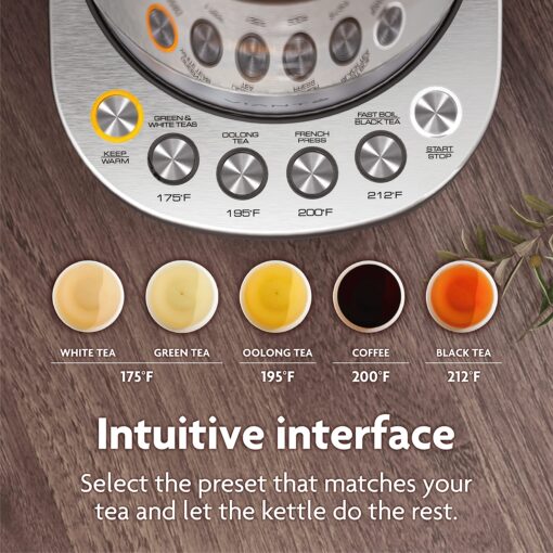 Vianté Electric Kettle With Infuser For Loose Leaf. Hot Tea Maker With Temperature Control And Automatic Shut Off. Tea Kettle With Brewing Programs. 1.5 Liters Capacity - Image 7