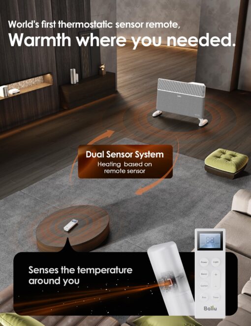 Ballu Convection Panel Space Heater,Whole Room Heater for Indoor Use Large Room with Display Remote,Wifi App,Portable Standing Wall Mount 1500W Electric Heater for Bedroom,Living room,Work with Alexa - Image 7