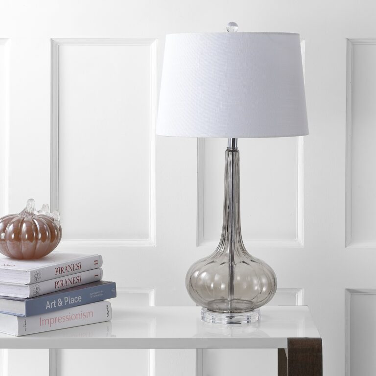 JONATHAN Y JYL1079D-SET2 Bette 28.5" Glass Teardrop LED Table Lamp Contemporary Transitional Bedside Desk Nightstand Lamp for Bedroom Living Room Office College Bookcase, Smoke Gray (Set of 2) - Image 3