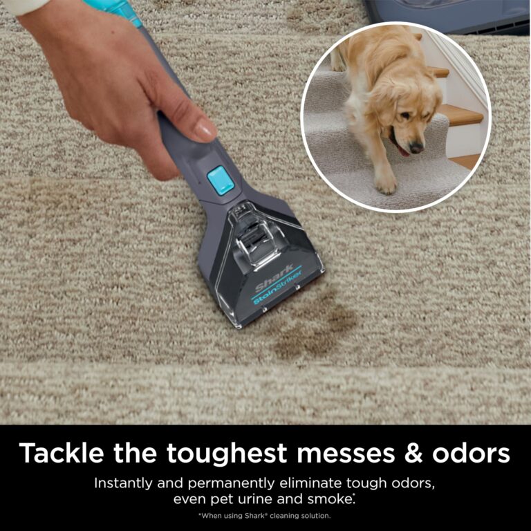 Shark Carpet Cleaner Machine, Portable Upholstery StainStriker, Spot, Stain, & Odor Eliminator, 2 Carpet Cleaner Solutions, 3 Tools, Perfect for Pet Hair, For Carpets & Area Rugs, Purple, PX225BRN - Image 7