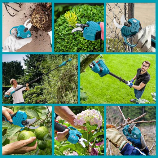 Electric Pruning Shears for Makita Battery, Pruners for Gardening 1.5-2 Inch Cutting Diameter with 2 Pack 2.0Ah Batteries, Cordless 13ft. Pole Pruner for Tree Trimming Branch Cutter with Pruning Blade - Image 2