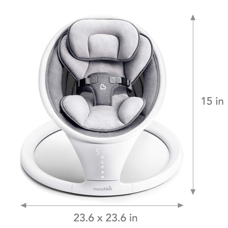 Munchkin Baby Swing, Portable and Lightweight, Bluetooth Enabled Electric Infant Rocker with Natural Sway in 5 Ranges of Motion, Newborn Nursery Essentials, White/Grey - Image 5
