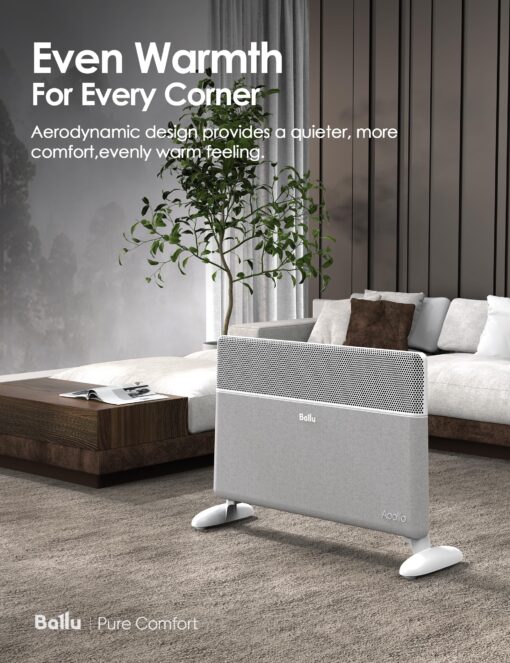 Ballu Convection Panel Space Heater,Whole Room Heater for Indoor Use Large Room with Display Remote,Wifi App,Portable Standing Wall Mount 1500W Electric Heater for Bedroom,Living room,Work with Alexa - Image 2