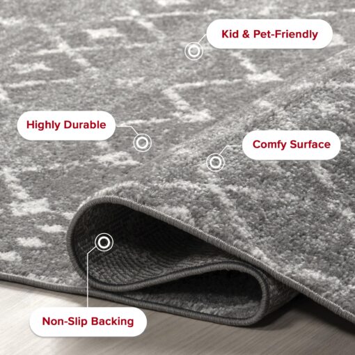 nuLOOM 9x12 Moroccan Blythe Area Rug, Dark Grey, Faded Bohemian Design, Stain Resistant, For Bedroom, Dining Room, Living Room, Hallway, Office, Kitchen, Entryway - Image 8