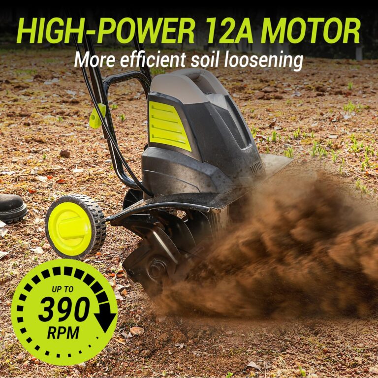 Electric Tiller 12 Amp Rototiller：Powerful Garden Tiller with 6 Steel Tines Tiller, Hand Tiller with 17.7 inch Tilling Width 8'' Tilling Depth for Gardening, Cultivator for Lawn - Image 5