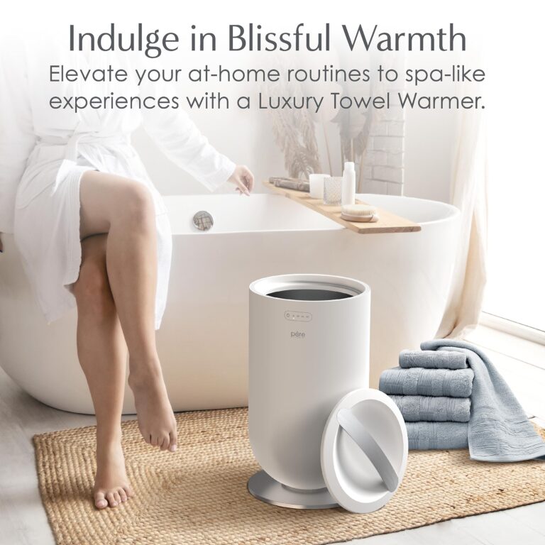 Pure Enrichment PureBliss Luxury Towel Warmer - Extra Large 20L Heats Towels, Robes, Blankets, or Clothing - Modern Bucket Design, 4 Heat Timer Settings & Auto Shut-Off (White & Brushed Silver) - Image 6