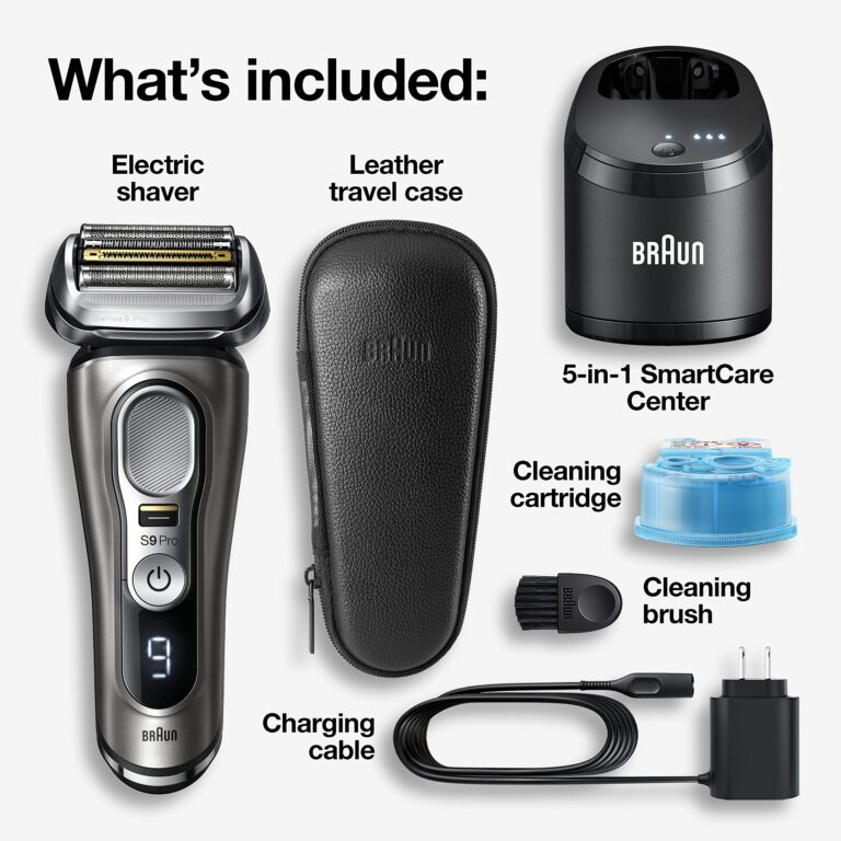 Braun Electric Razor for Men, Series 9 Pro 9465cc Wet & Dry Electric Foil Shaver with ProLift Beard Trimmer, Cleaning & Charging SmartCare Center, Head Shavers for Bald Men, Noble Metal - Image 8