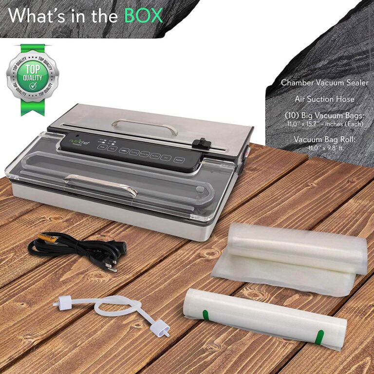 NutriChef PKVS50STS Commercial Grade Vacuum Sealer Machine-400W Automatic Double Piston Pump Air Machine Meat Packing Storage Preservation Sous Vide w/Dry Wet Seal, Vac Roll Bags, Extra Large, Silver - Image 6