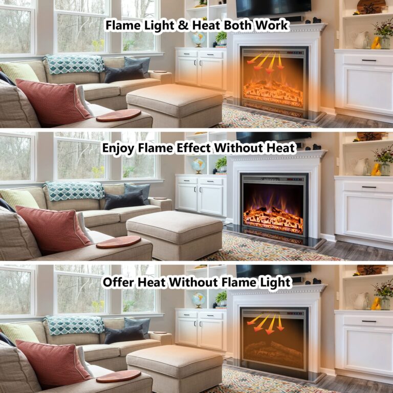 Kentsky Electric Fireplace, 28" Electric Fireplace Inserts, Recessed Fireplace Heater with Remote Control, Adjustable Flame Colors, Timer&Overheating Protection, 750/1500W - Image 6