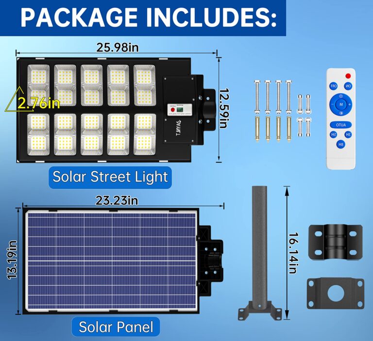 JAYNLT Y-5200W Solar Street Lights Outdoor,520000LM 6500K Commercial Parking Lot Lights Dusk to Dawn, Waterproof Solar Security Flood Lights with Motion Sensor and Remote for Yard, Garage, Driveway - Image 2