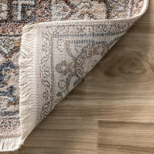 nuLOOM Harriet Vintage Medallion Fringe Area Rug - 9x12 Area Rug Traditional Light Brown/Ivory Rugs for Living Room Bedroom Dining Room Kitchen - Image 5