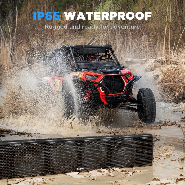 Ehaho 25 Inch UTV Sound Bar, ATV SoundBar Bluetooth with RGB Lighting, IP65 Waterproof Golf Cart Sound Bar, Amplified Powersports SXS SoundBar, UTV Speakers Compatible with Polaris RZR Can-Am - Image 7