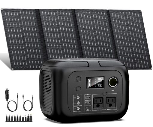Solar Powered Generator 300W Peak/70400mAh, 260Wh Portable Power Station with Panels 40W Included, Solar Generator with AC Outlet 110V for Home Use, Camping, Outdoor, Power Backup