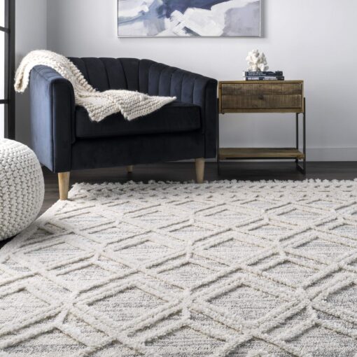 nuLOOM 8x11 Ansley Moroccan Tassel Area Rug, Light Grey, High-Low Textured Bohemian Design, Plush High Pile, Stain Resistant, For Bedroom, Living Room, Hallway, Entryway - Image 7