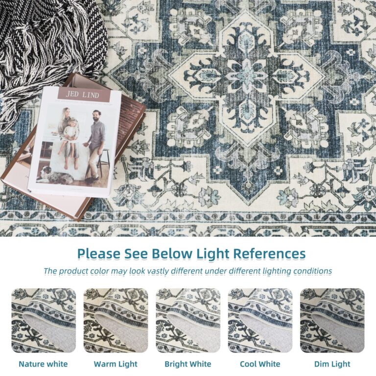 Dripex 9x12 Area Rugs - Stain Resistant Washable Rug Distressed Rugs for Living Room Dining Room Bedroom Anti-Slip Low-Pile and Soft Accent Rug Farmhouse Office Home Decor, Pet & Child Friendly - Image 7