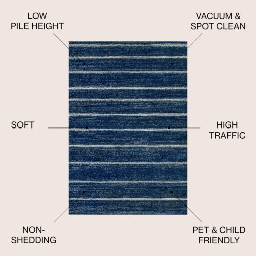 JONATHAN Y MOH201C-5 Williamsburg Minimalist Stripe Area Rug, Contemporary, Modern, Bohemian, Scandinavian, Rustic for Living Room, Dining Room, Bedroom, Kitchen, Navy/Cream, 5 X 8 - Image 7
