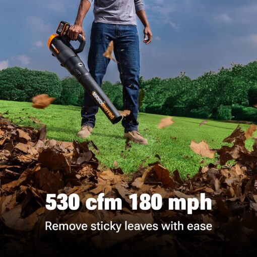 WORX Nitro 40V Cordless Leaf Blower, Quiet Electric Leaf Blower Cordless with Battery and Charger for Lawn Care Up to 180 MPH & 530 CFM, PowerShare, WG581.1 - Image 3