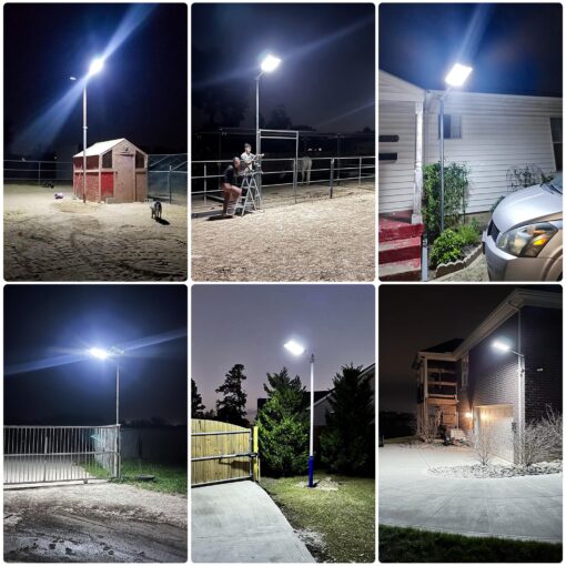 3000W Solar Street Lights Outdoor, Wide Angle Commercial Solar Lights Outdoor Dusk to Dawn, 6500K Flood Light Outdoor with Motion Sensor, IP66 Waterproof LED Street Light for Parking Lot, Yard 2PACK - Image 2