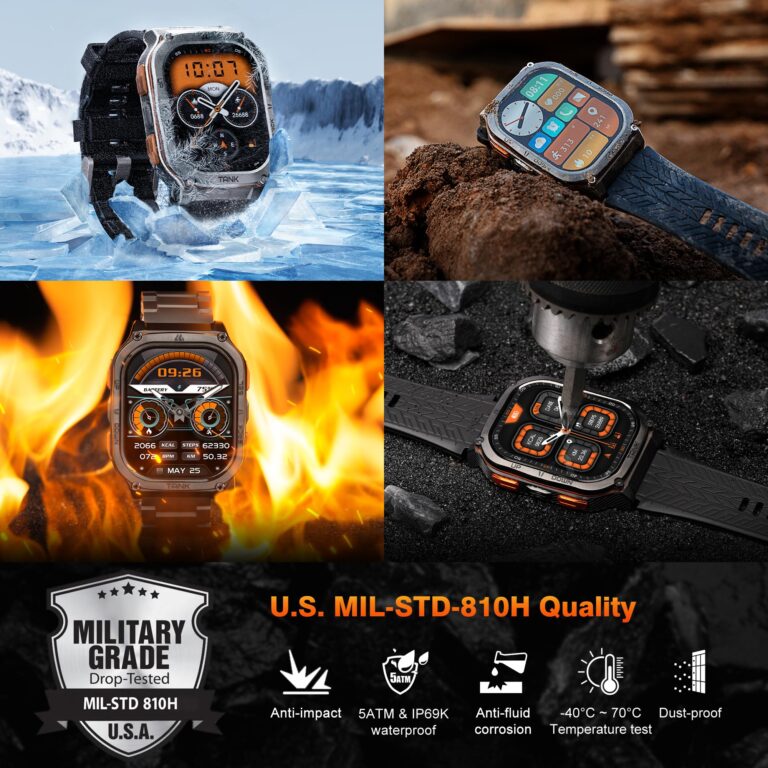KOSPET Tank M3 Ultra Smart Watch with GPS, 5ATM Waterproof, Compass, Altitude, Air Pressure, Extra Large Battery, Full Stainless Steel, Bluetooth Call, 1.96'' AMOLED Always-on Display, AI Voice - Image 9