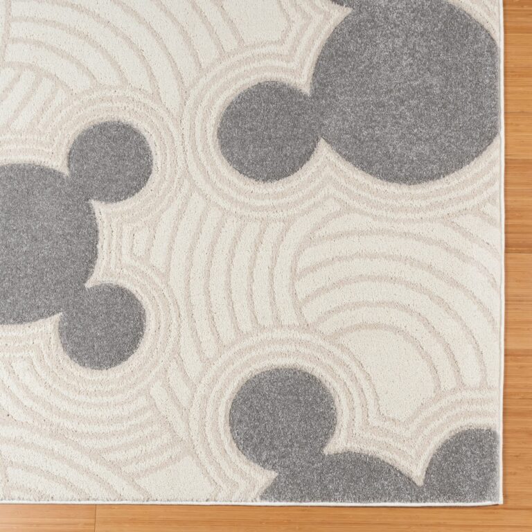 Gertmenian Disney Mickey Mouse Rug, Textured Floor Mat, Home Décor for Living Room, Dining Room Playroom Study Area, 5x7 Standard, Gray White Ivory Ear Icon, 34369 - Image 5