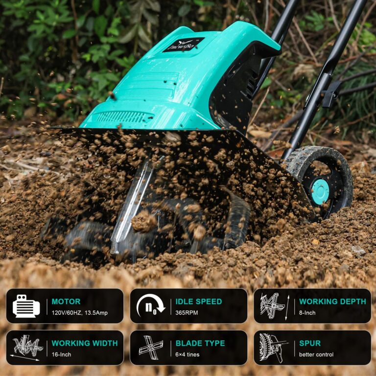IncwBo Tiller 13.5AMP Rototiller for Garden Corded Electric Tiller Garden Electric Cultivator 8Inch Depth 16Inch Width Tiller for Garden Yard - Image 9