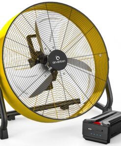 Airvention 15600mAh Rechargeable Battery Operated Floor Fan, 16 inch Yellow Industrial High Velocity Drum Fan, Shop Fan for Camping Gym Garage Outdoor Indoor, AI-F601Y