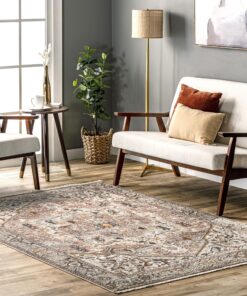 nuLOOM Harriet Vintage Medallion Fringe Area Rug - 9x12 Area Rug Traditional Light Brown/Ivory Rugs for Living Room Bedroom Dining Room Kitchen