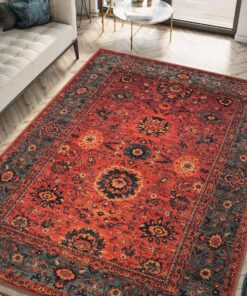 Keen Home Design 8x10 Rug - Machine Washable Area Rug with Non-Slip Backing, Ideal for Living Room, Dining Room, Bedroom - Vintage, Easy Clean, Durable, Low Pile Rug - (8' x 10')