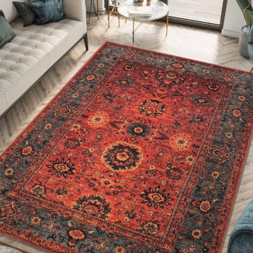 Keen Home Design 8x10 Rug - Machine Washable Area Rug with Non-Slip Backing, Ideal for Living Room, Dining Room, Bedroom - Vintage, Easy Clean, Durable, Low Pile Rug - (8' x 10')