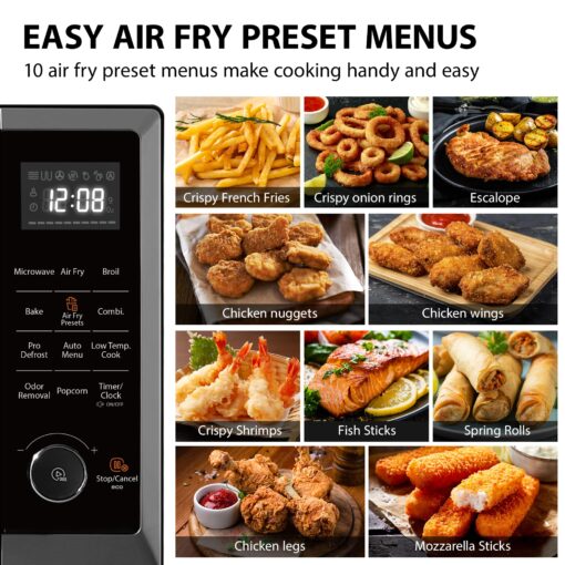 TOSHIBA Air Fryer Combo 8-in-1 Countertop Microwave Oven, Convection, Broil, Odor removal, Mute Function, 12.4" Position Memory Turntable with 1.0 Cu.ft, Black stainless steel, ML2-EC10SA(BS) - Image 8