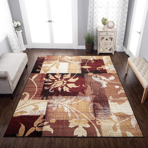Superior Indoor Area Rug, Jute Backed, Perfect for Entryway, Office, Living/Dining Room, Bedroom, Kitchen, Floor, Modern Floral Patchwork Decor, Pastiche Collection, 7' x 9', Burgundy - Image 7
