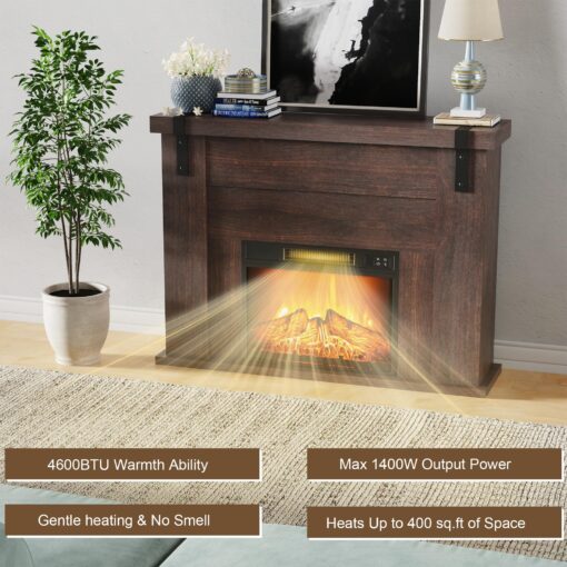 TRONLEE 46" Fireplace Mantel, Includes 23" Freestanding 1400W Electric Fireplace, Remote Control, Faux Fireplace for Living Room, Study, Bedroom, 46.45W x 34.72 H (Walnut, 23'' Fireplace Mantel) - Image 2