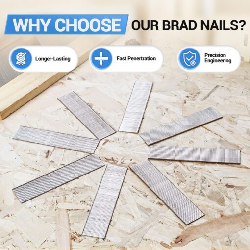 meite 18 Gauge Brad Nails, 1-1/2 Inch 18GA Brad Nails, 18G 304 Stainless Steel Small Finishing Nail Gun Nails for Pneumatic, Electric Brad Nailer Gun (10 Boxes) - Image 4