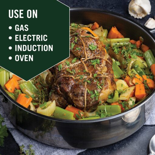 HexClad Hybrid Nonstick 7-Quart Sauté Pan with Tempered Glass Lid, Chicken Fryer, Stay-Cool Handles, Dishwasher-Friendly, Oven-Safe Up to 900°F, Induction-Ready, Compatible with All Cooktops - Image 2