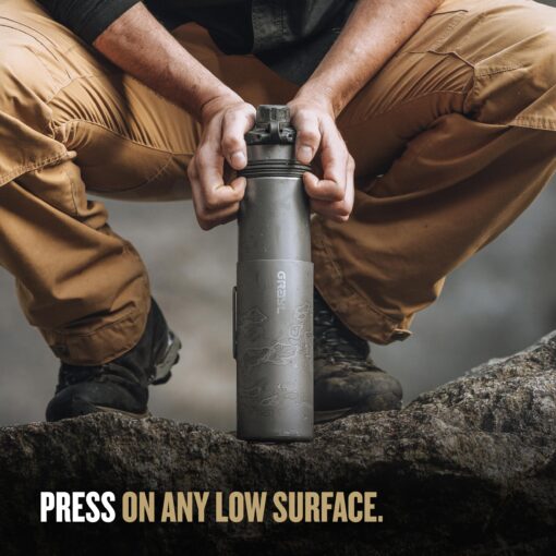 GRAYL GeoPress Titanium 24 oz Water Purifier Bottle with Cooking Lid - Filter for Hiking, Camping, Survival, Travel (Covert Black) - Image 6