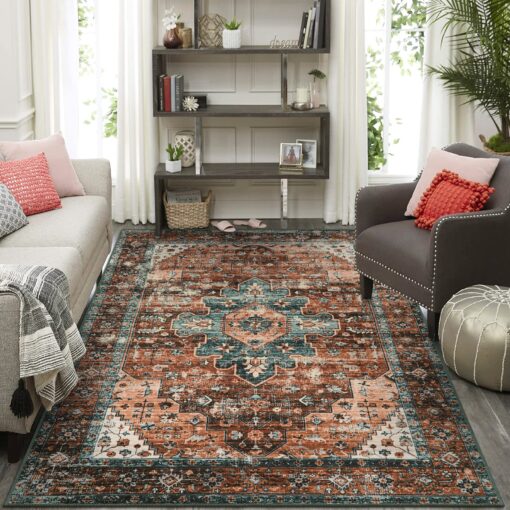 Moynesa 9x12 Ultra-Thin Vintage Medallion Area Rug for Living Room, Bedroom, Dining Room, Office, Entryway, Dorm - Image 3