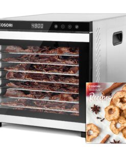 COSORI Food Dehydrator for Jerky, 10 Trays, 16.2ft² Drying Space, 165°F Temperature Control, 48H Timer, 1000W Dehydrator Machine, Stainless Steel, for Herbs, Fruit, Meat, and Yogurt, Silver