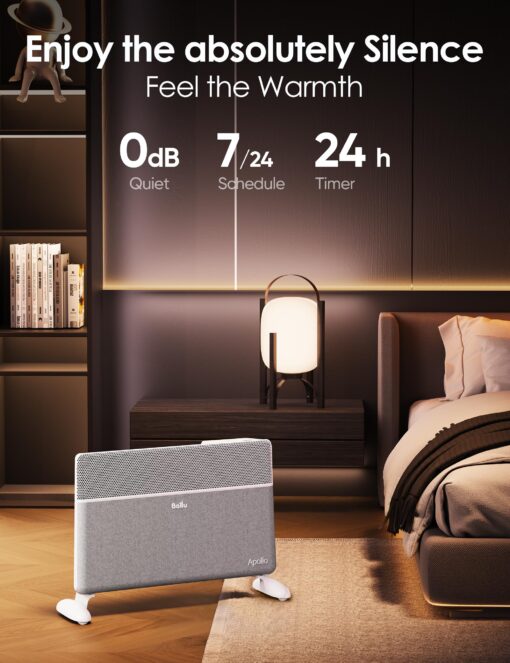 Ballu Convection Panel Space Heater,Whole Room Heater for Indoor Use Large Room with Display Remote,Wifi App,Portable Standing Wall Mount 1500W Electric Heater for Bedroom,Living room,Work with Alexa - Image 3