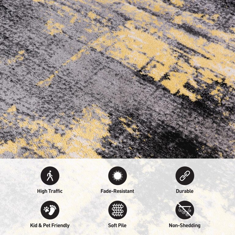 Rugshop Modern Abstract Design Non Shedding Soft Ideal for Living Room,Bedroom,Kitchen Area Rug 7' 10" x 10' Yellow - Image 5