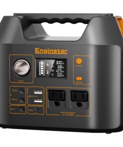 Portable Power Station EnginStar 300W Solar Generator 110V 296Wh Power Bank Two Pure Sine Wave AC Outlet 80000mAh Lithium Battery Pack for Camping Outdoors Trip RV Hunting Vans Emergency Backup