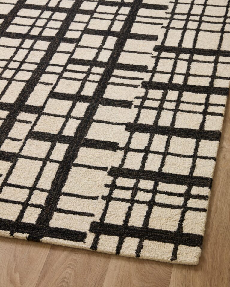 Loloi Chris Loves Julia x Polly Collection POL-02 Black/Ivory 5'-0" x 7'-6" Area Rug - Image 2