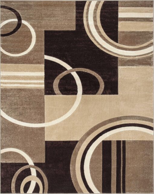 Well Woven Echo Shapes & Circles Ivory/Beige Brown Modern Geometric Comfy Casual Hand Carved Area Rug (7'10inx9'10in) Easy Clean Stain Resistant Abstract Contemporary Thick Soft Plush Living Room - Image 7