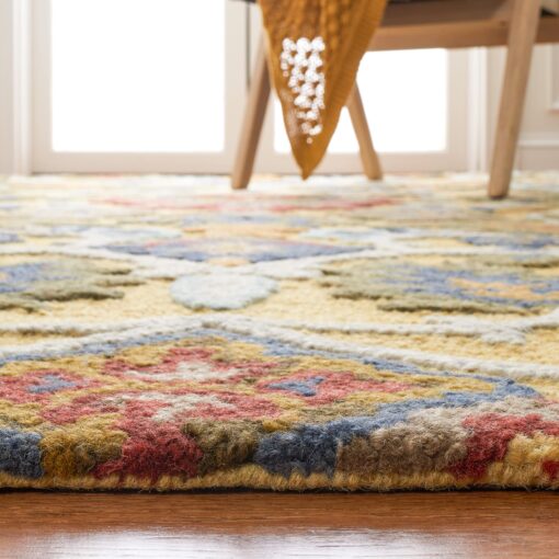 SAFAVIEH Blossom Collection Area Rug - 6' x 9', Gold & Multi, Handmade Wool, Ideal for High Traffic Areas in Living Room, Bedroom (BLM402D) - Image 5