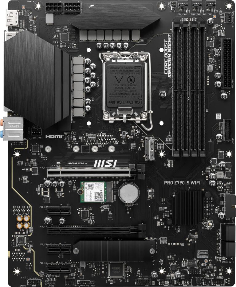 MSI PRO Z790-S WiFi ProSeries Motherboard (Supports 12th/13th/14th Gen Intel Processors, LGA 1700, DDR5, PCIe 5.0, M.2, 2.5Gbps LAN, USB 3.2 Gen2, HDMI/DP, Wi-Fi 6E, Bluetooth 5.3, ATX) - Image 6