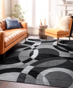 Rugshop Contemporary Abstract Circles Perfect for high Traffic Areas of Your Living Room,Bedroom,Home Office,Kitchen Area Rug 7'10" x 10'2" Gray