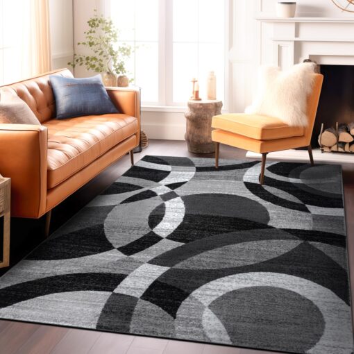 Rugshop Contemporary Abstract Circles Perfect for high Traffic Areas of Your Living Room,Bedroom,Home Office,Kitchen Area Rug 7'10" x 10'2" Gray